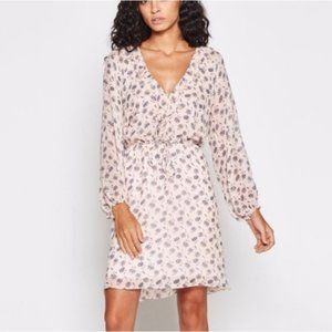 Joie Marelle Floral 100% Silk Ruffle Trim V-Neck Dress Women's Size S